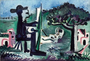 El pintor y su modelo en un paisaje II 1963 Pablo Picasso Pinturas al óleo